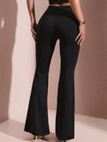 Solid Slim Fit Flare Pants Summer Style_CWBLP01546
