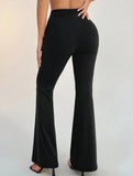 Solid Slim Fit Flare Pants Summer Style_CWBLP01546
