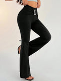 Solid Slim Fit Flare Pants Summer Style_CWBLP01546