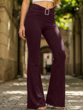 Solid Slim Fit Flare Pants Summer Style_CWBLP01546