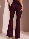 Solid Slim Fit Flare Pants Summer Style_CWBLP01546