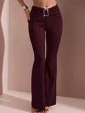 Solid Slim Fit Flare Pants Summer Style_CWBLP01546