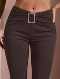 Solid Slim Fit Flare Pants Summer Style_CWBLP01546