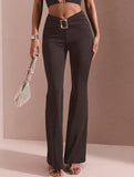 Solid Slim Fit Flare Pants Summer Style_CWBLP01546