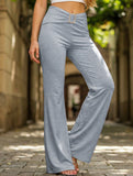 Solid Slim Fit Flare Pants Summer Style_CWBLP01546
