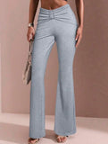 Solid Slim Fit Flare Pants Summer Style_CWBLP01546