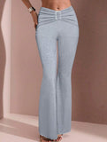 Solid Slim Fit Flare Pants Summer Style_CWBLP01546