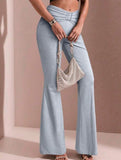Solid Slim Fit Flare Pants Summer Style_CWBLP01546