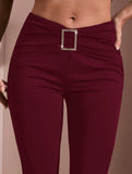 Solid Slim Fit Flare Pants Summer Style_CWBLP01546