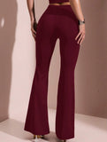 Solid Slim Fit Flare Pants Summer Style_CWBLP01546