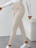 High Waist Stretch Slim Straight Pants_CWBLP01552