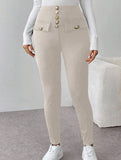 High Waist Stretch Slim Straight Pants_CWBLP01552