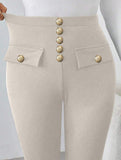 High Waist Stretch Slim Straight Pants_CWBLP01552