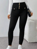 High Waist Stretch Slim Straight Pants_CWBLP01552