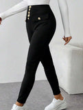 High Waist Stretch Slim Straight Pants_CWBLP01552