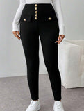 High Waist Stretch Slim Straight Pants_CWBLP01552