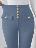 High Waist Stretch Slim Straight Pants_CWBLP01552