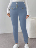 High Waist Stretch Slim Straight Pants_CWBLP01552