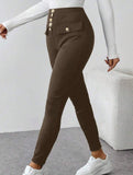 High Waist Stretch Slim Straight Pants_CWBLP01552