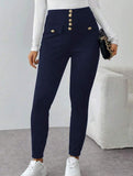 High Waist Stretch Slim Straight Pants_CWBLP01552