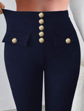 High Waist Stretch Slim Straight Pants_CWBLP01552