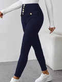 High Waist Stretch Slim Straight Pants_CWBLP01552