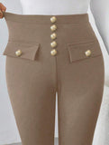 High Waist Stretch Slim Straight Pants_CWBLP01552