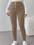 High Waist Stretch Slim Straight Pants_CWBLP01552