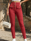 High Waist Stretch Slim Straight Pants_CWBLP01552