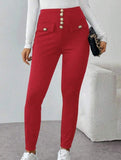 High Waist Stretch Slim Straight Pants_CWBLP01552