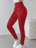 High Waist Stretch Slim Straight Pants_CWBLP01552