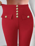 High Waist Stretch Slim Straight Pants_CWBLP01552