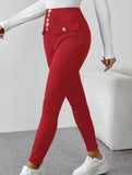 High Waist Stretch Slim Straight Pants_CWBLP01552