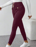 High Waist Stretch Slim Straight Pants_CWBLP01552