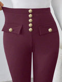 High Waist Stretch Slim Straight Pants_CWBLP01552