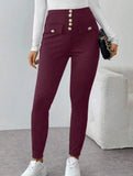 High Waist Stretch Slim Straight Pants_CWBLP01552