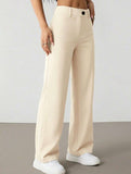 Solid High Waist Wide Leg Work Pants_CWBLP01554