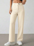 Solid High Waist Wide Leg Work Pants_CWBLP01554