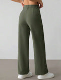 Solid High Waist Wide Leg Work Pants_CWBLP01554