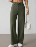 Solid High Waist Wide Leg Work Pants_CWBLP01554