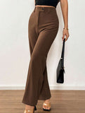 Solid High Waist Wide Leg Work Pants_CWBLP01554