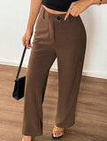 Solid High Waist Wide Leg Work Pants_CWBLP01554