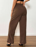 Solid High Waist Wide Leg Work Pants_CWBLP01554