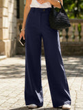 Solid High Waist Wide Leg Work Pants_CWBLP01554