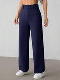 Solid High Waist Wide Leg Work Pants_CWBLP01554