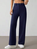 Solid High Waist Wide Leg Work Pants_CWBLP01554