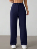 Solid High Waist Wide Leg Work Pants_CWBLP01554