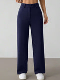 Solid High Waist Wide Leg Work Pants_CWBLP01554