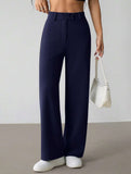 Solid High Waist Wide Leg Work Pants_CWBLP01554