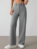 Solid High Waist Wide Leg Work Pants_CWBLP01554